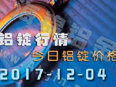 鋁錠行情：12月4日長江各地區(qū)鋁錠價格市場行情
